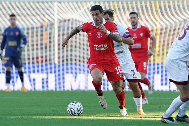 Paolo Bartolomei of AC Perugia Calcio plays the ball during the League Pro Championship 2025/26 Group B match between AC Perugia Calcio and SS Arezzo at the Renato Curi stadium in Perugia, Italy, on November 09, 2025. (Photo by Loris Cerquiglini/NurPhoto via Getty Images)