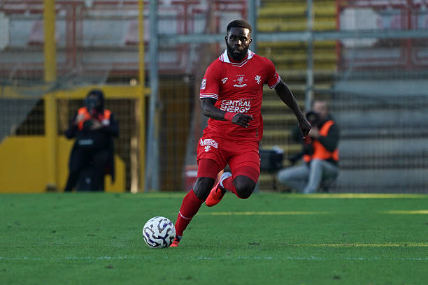 Mamadou Kanoute of AC Perugia Calcio plays the ball during the League Pro Championship 2025/26 Group B match between AC Perugia Calcio and SS Arezzo at the Renato Curi stadium in Perugia, Italy, on November 9, 2025. (Photo by Loris Cerquiglini/NurPhoto via Getty Images)