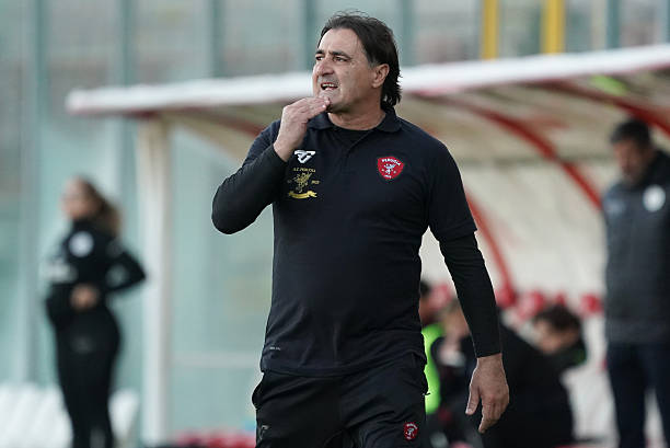 Giovanni Tedesco, head coach of AC Perugia Calcio, looks on during the League Pro Championship 2025/26 Group B match between AC Perugia Calcio and SS Arezzo at the Renato Curi stadium in Perugia, Italy, on November 9, 2025. (Photo by Loris Cerquiglini/NurPhoto via Getty Images)