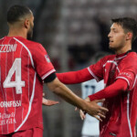 emanuele torrasi (n. 24 perugia calcio) rejoices 1-0 during Perugia vs Torres, Italian football Serie C match in Perugia, Italy, March 11 2025